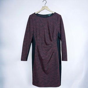 Lauren Ralph Lauren I Women's Maroon Long Sleeve Bodycon Sheath Dress Size 16